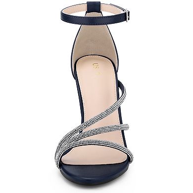 Women's Open Toe Rhinestone Strappy Stiletto Heels Sandals