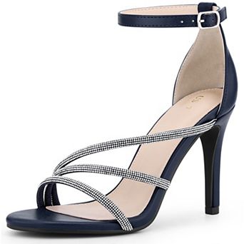 Women's Open Toe Rhinestone Strappy Stiletto Heels Sandals