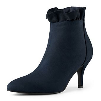 Women's Pointed Toe Stiletto Heel Ruffle Ankle Boots