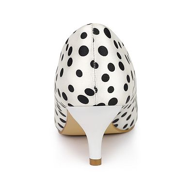 Women's Pointed Toe Polka Dots Kitten Heels Pumps