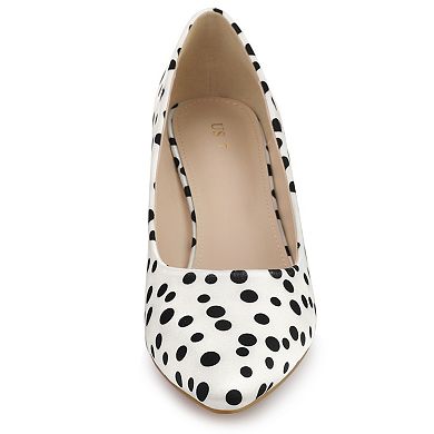 Women's Pointed Toe Polka Dots Kitten Heels Pumps
