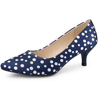 Women's Pointed Toe Polka Dots Kitten Heels Pumps