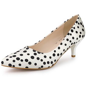 Women's Pointed Toe Polka Dots Kitten Heels Pumps