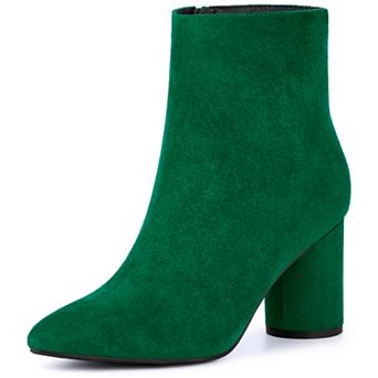 Women's Pointy Toe Side Zip Block Heel Ankle Boots