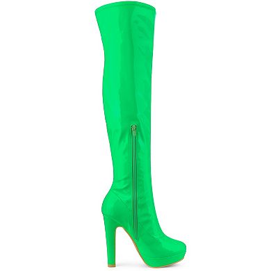 Women's Platform Round Toe Chunky Heels Over The Knee High Boots