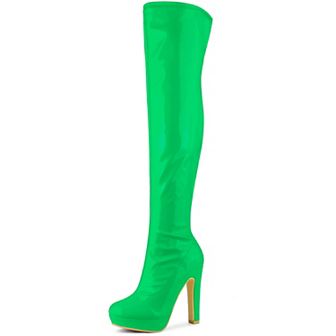 Women's Platform Round Toe Chunky Heels Over The Knee High Boots