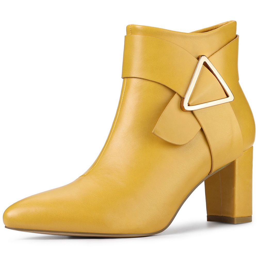 Chunky Heeled Pointed Toe Mid-calf Boots