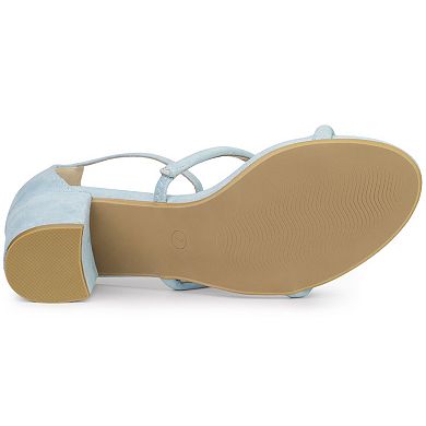 Women's Open Toe Ankle Strap Chunky Heels Sandals