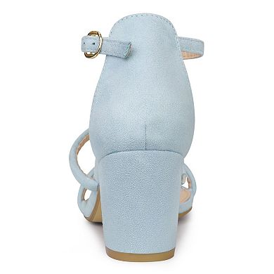 Women's Open Toe Ankle Strap Chunky Heels Sandals