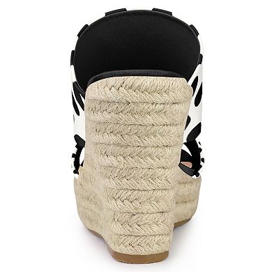 Women's Platform Polka Dots Heel Espadrille Wedge Sandals