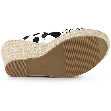 Women's Platform Polka Dots Heel Espadrille Wedge Sandals