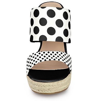 Women's Platform Polka Dots Heel Espadrille Wedge Sandals