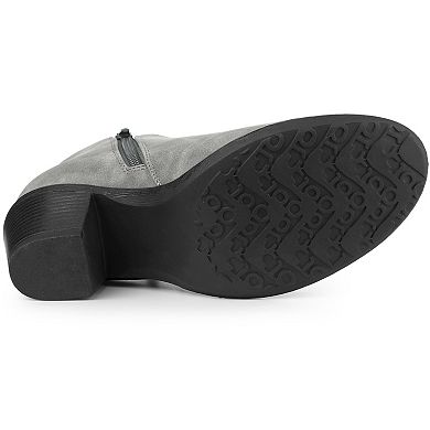 Women's Low Chunky Heels Zipper Western Ankle Booties