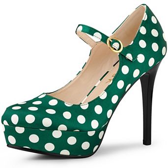 Women's Platform Mary Janes Polka Dots Round Toe Stiletto High Heel Pumps