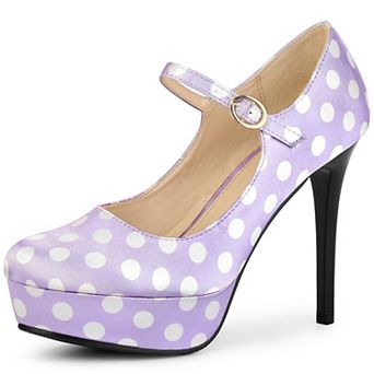 Women's Platform Mary Janes Polka Dots Round Toe Stiletto High Heel Pumps