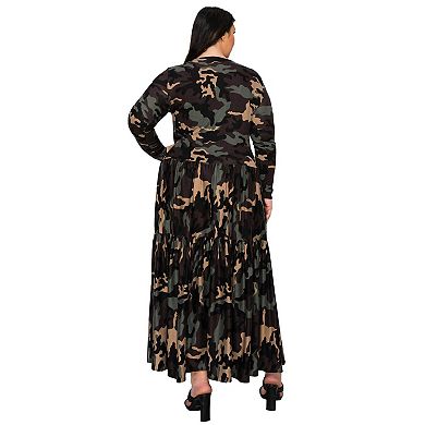 Plus Size Silvestra Camo Tiered Maxi Dress