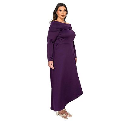 L I V D Plus Size Lyra Off Shoulder Maxi Dress - Black