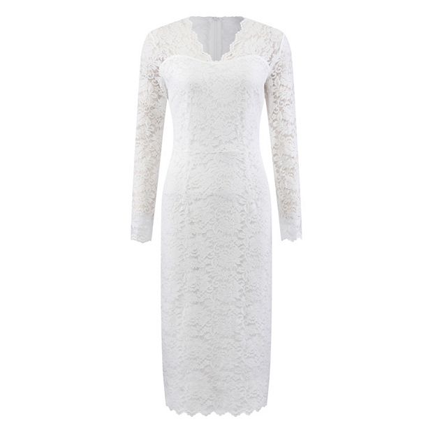knee length dresses for ladies Turtleneck Long Sleeve Lace Party Dresidi Sexy Club Bandage Bodycon Dr –  justforyou66 main image 1