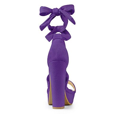 Women's Lace Up Platform Block Heel Sandals