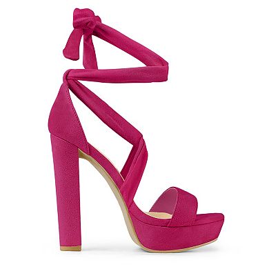 Women's Lace Up Platform Block Heel Sandals