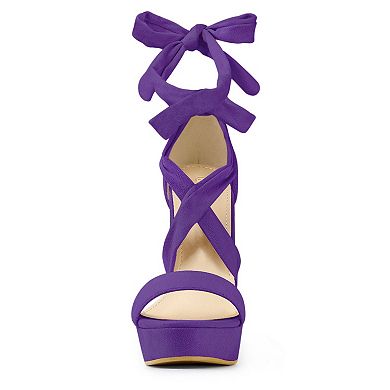 Women's Lace Up Platform Block Heel Sandals