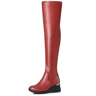 Women's Platform Wedge Chunky Heels Over the Knee Thigh High Boots