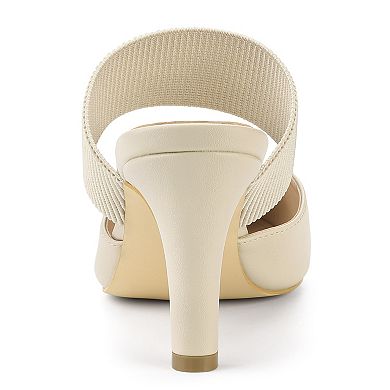 Women's Pointed Toe Elastic Strap Stiletto Heels Mules