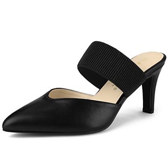 Women's Pointed Toe Elastic Strap Stiletto Heels Mules