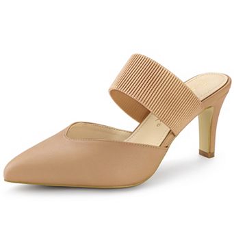 Women's Pointed Toe Elastic Strap Stiletto Heels Mules