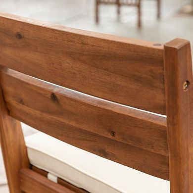 Modern 2-Piece Solid Acacia Wood Counter Stools with Cushion - Brown
