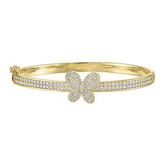 Junior Jewels Kids' 14K Gold Plated Cubic Zirconia Butterfly Bangle Bracelet