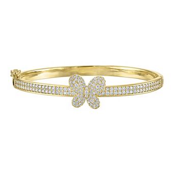 Junior Jewels Kids' 14K Gold Plated Cubic Zirconia Butterfly Bangle Bracelet