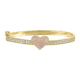 Junior Jewels Kids' 14K Gold Plated Cubic Zirconia Heart Bangle Bracelet