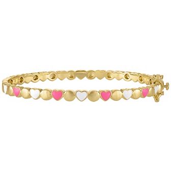 Junior Jewels Gold Plated Brass Heart Enamel Bangle Bracelet