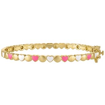 Junior Jewels Gold Plated Brass Heart Enamel Bangle Bracelet