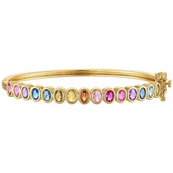Junior Jewels 14k Gold Plated Multi Cubic Zirconia Bangle Bracelet