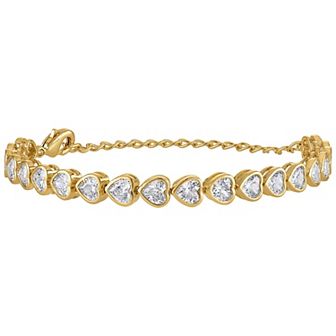 Junior Jewels 14k Gold Over Sterling Silver Heart Cubic Zirconia Bracelet