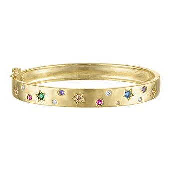 Kids' Junior Jewels 14k Gold Plated Multicolored Cubic Zirconia Bangle Bracelet