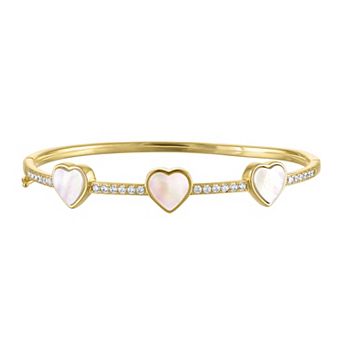 Kids' Junior Jewels 14k Gold Plated Mother-of-Pearl Heart Bangle Bracelet