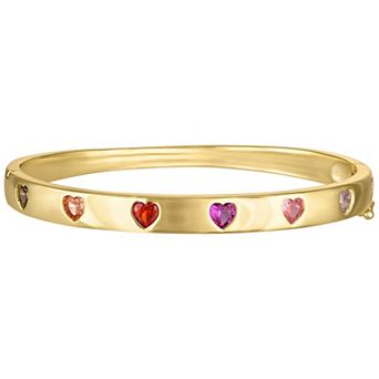 Junior Jewels Kids 14k Gold Over Sterling Silver Cubic Zirconia Heart Bangle Bracelet