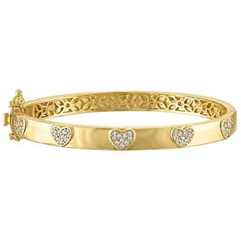 Junior Jewels Kids Gold Plated Cubic Zirconia Heart Bangle Bracelet