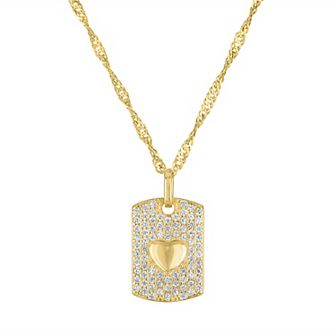 Junior Jewels 14k Gold Over Silver Heart Tag Pendant Necklace