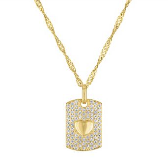 Junior Jewels 14k Gold Over Silver Heart Tag Pendant Necklace