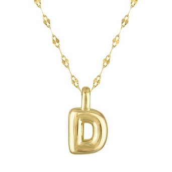 Junior Jewels 14k Gold Over Silver Bubble Initial Pendant Necklace