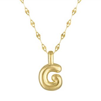 Junior Jewels 14k Gold Over Silver Bubble Initial Pendant Necklace