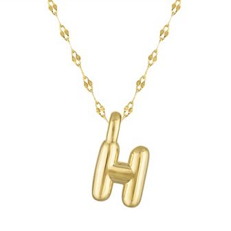Junior Jewels 14k Gold Over Silver Bubble Initial Pendant Necklace