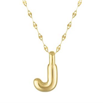 Junior Jewels 14k Gold Over Silver Bubble Initial Pendant Necklace