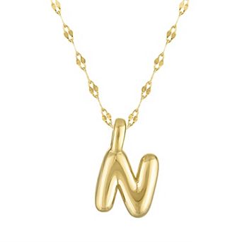 Junior Jewels 14k Gold Over Silver Bubble Initial Pendant Necklace