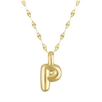 Junior Jewels 14k Gold Over Silver Bubble Initial Pendant Necklace