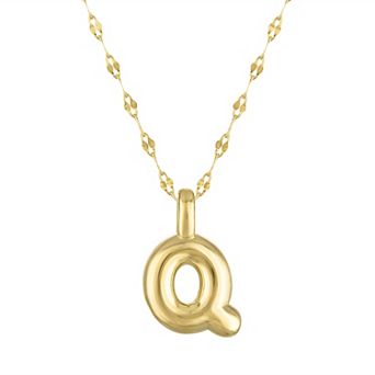 Junior Jewels 14k Gold Over Silver Bubble Initial Pendant Necklace